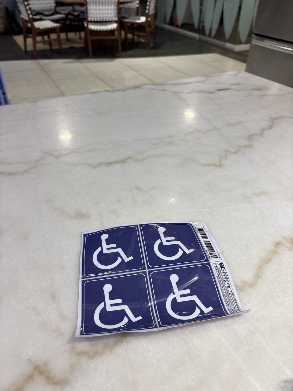 Set of Four Adhesive Handicap Accessibility Stickers Wheelchair Symbol