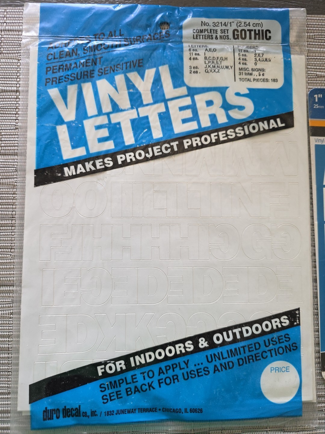 3x Permanent Adhesive Vinyl Letters & Numbers 1" GOTHIC WHITE ""SHIPS TODAY""