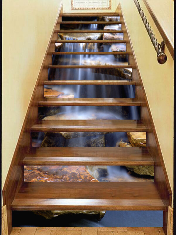 3D Waterfall Rock AZ394 Stair Risers Decoration Mural Vinyl Wallpaper Kay