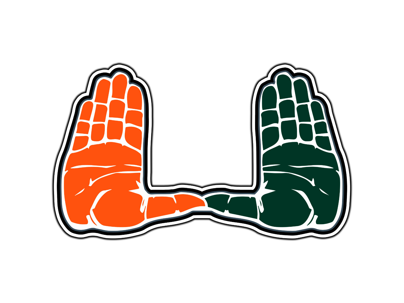 #0465 Miami Hurricanes Hands Logo College Sticker Waterproof Vinyl Decal Die-Cut