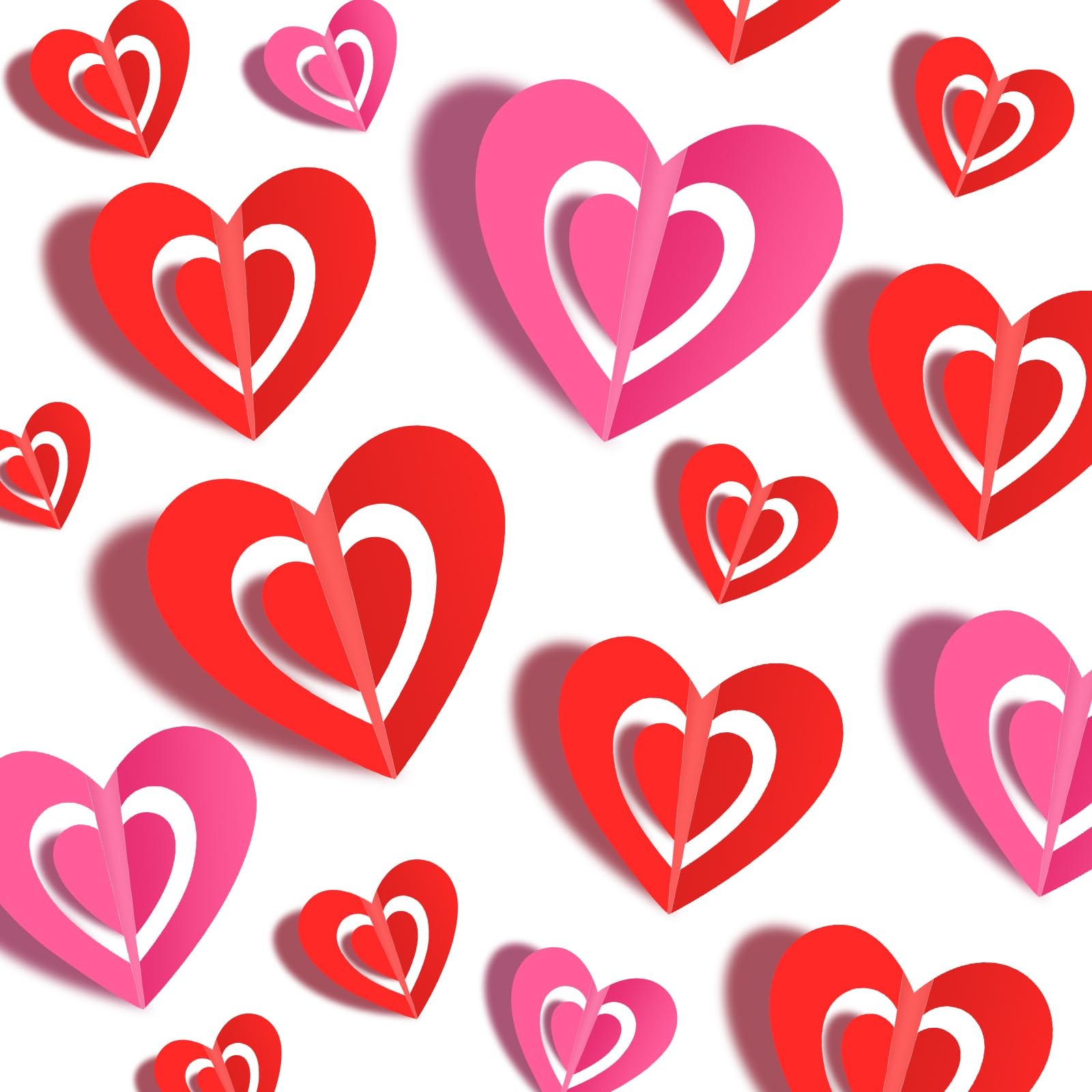 60 Pcs Valentines Day Wall Decals, 3D Valentines Day Stickers Heart Wall Stic…
