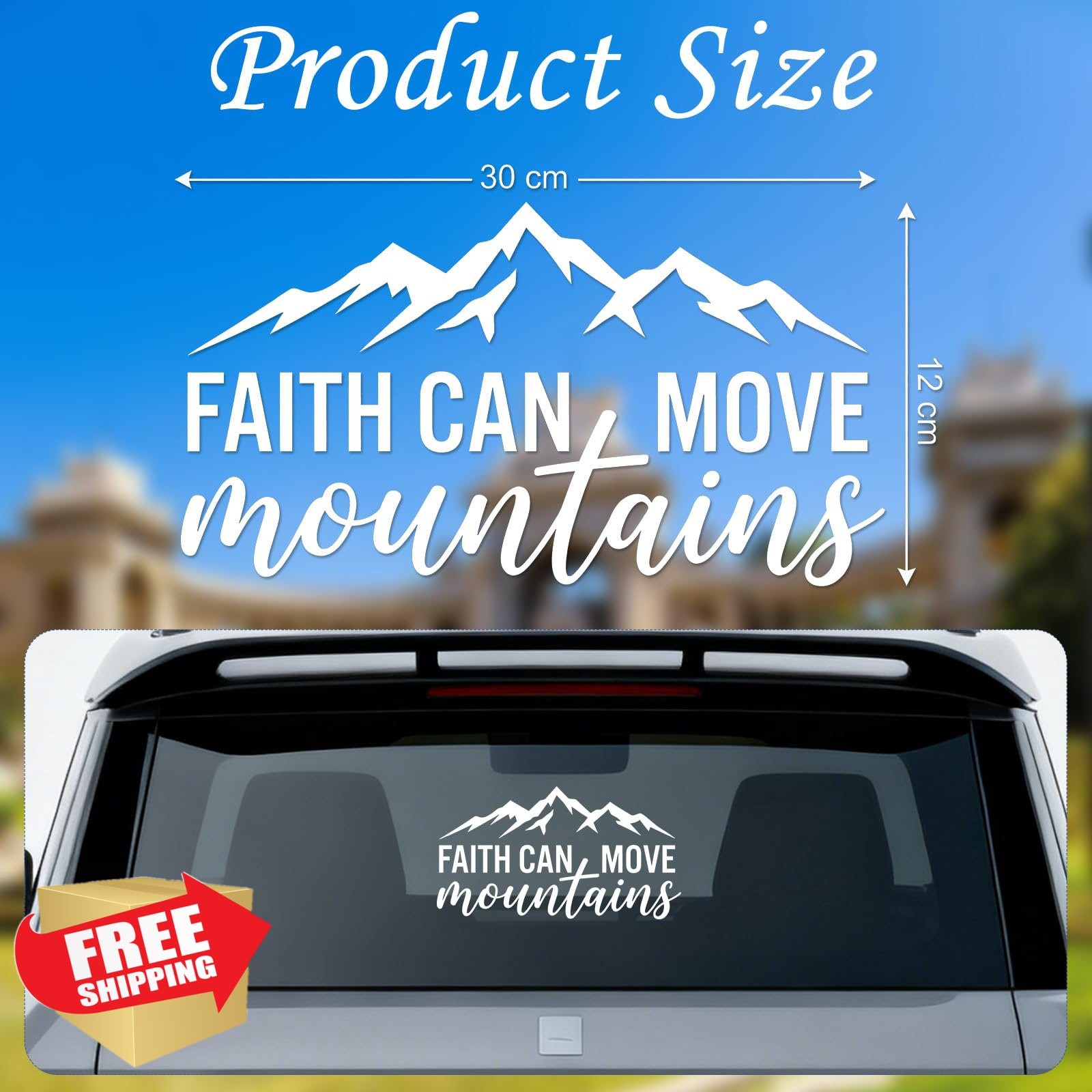 Vemfare Christian Car Decal Faith Can Move Mountains Vinyl