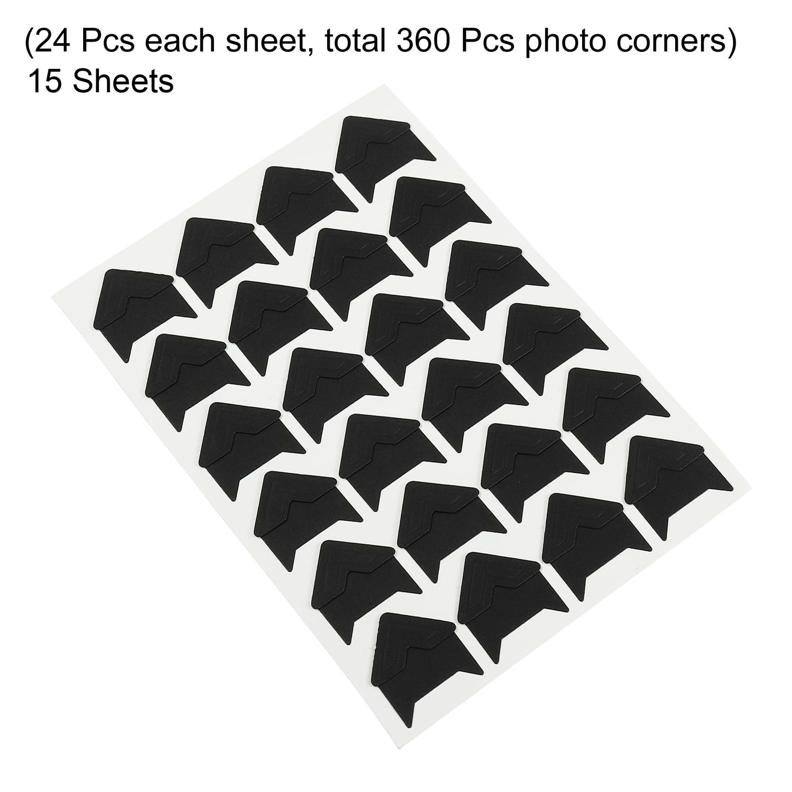 15Sheets/240Pcs Photo Corners Adhesive DIY Picture Mounting Sticker Black