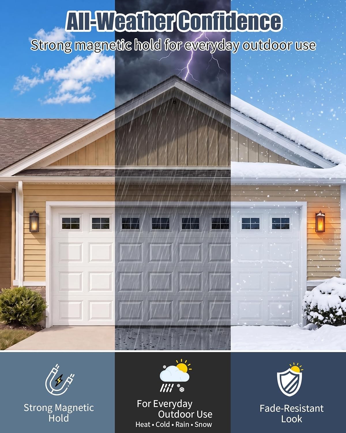 32-Pcs Magnetic Garage Door Windows – Stylish Faux Panels Easy Install 6.125"x4"