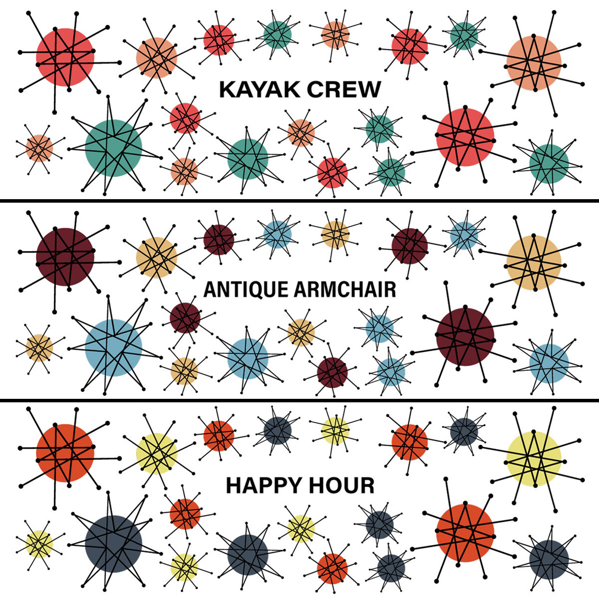 Atomic Starburst Wall Decals & Accents – Medium Set Of 50 – 12 Color Palettes