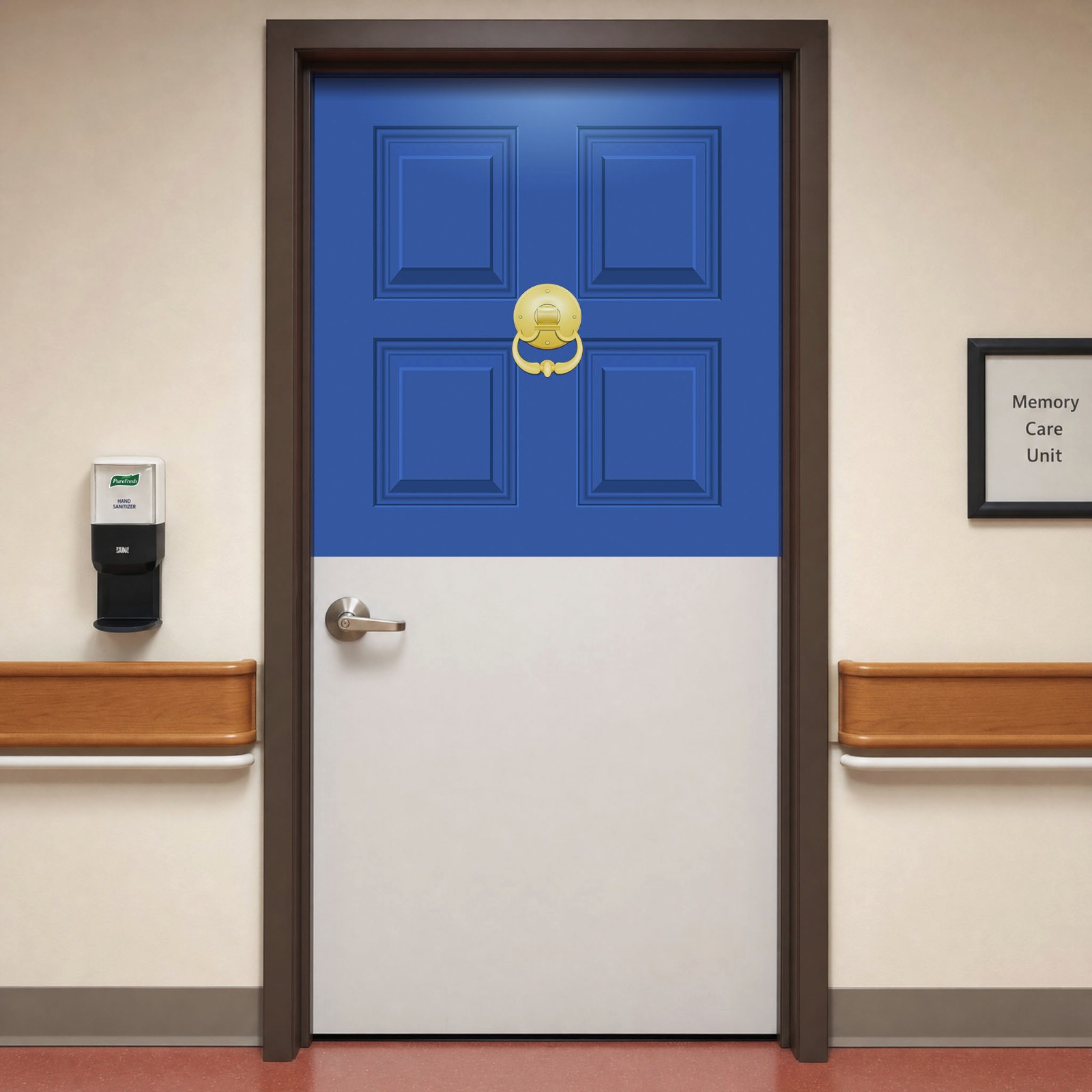 Set of Memory Care Top Half Door Wraps for Wayfinding, Custom Color Murals