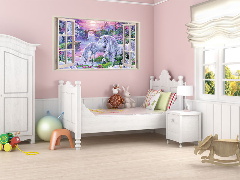 FULL COLOUR Unicorn Wall Art, Modern Transfer, PVC Decal, 3D Window, Sticker