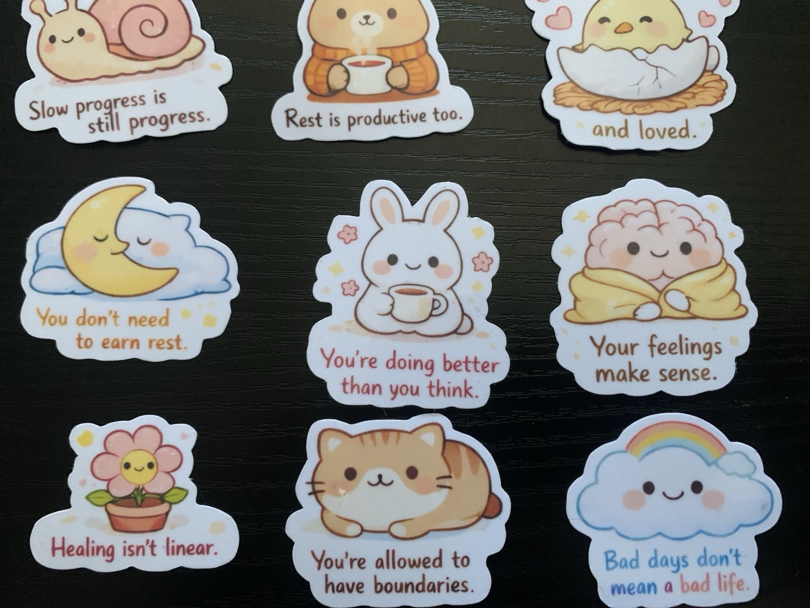 Cute Mental Health Affirmation Stickers – Gentle Therapy Reminders