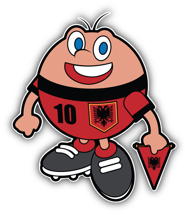 Cartoon Albania Soccer Player Mascot Car Bumper Sticker Decal
