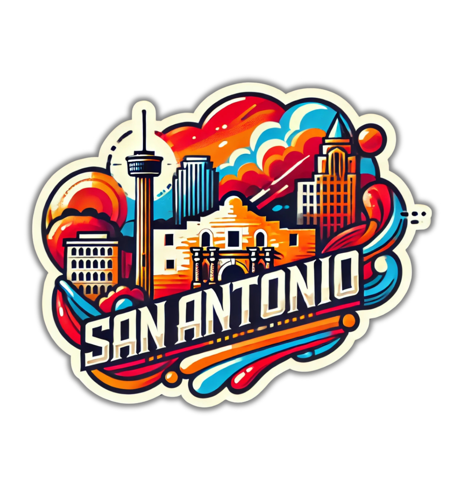 San Antonio Texas Fridge Magnet or Laptop Sticker