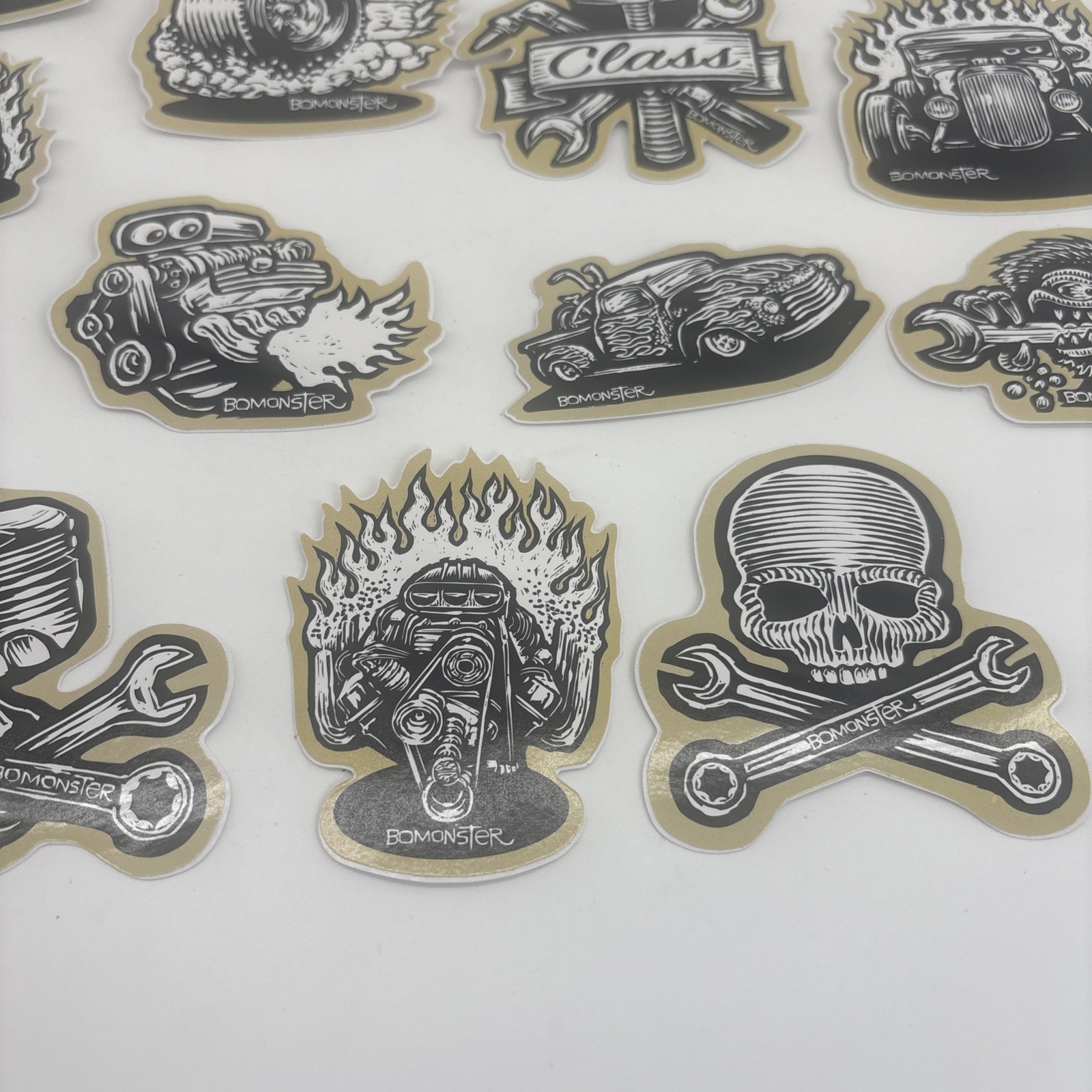 Lot of 18 BOMONSTER Hot Rod Vehicle Vinyl Stickers