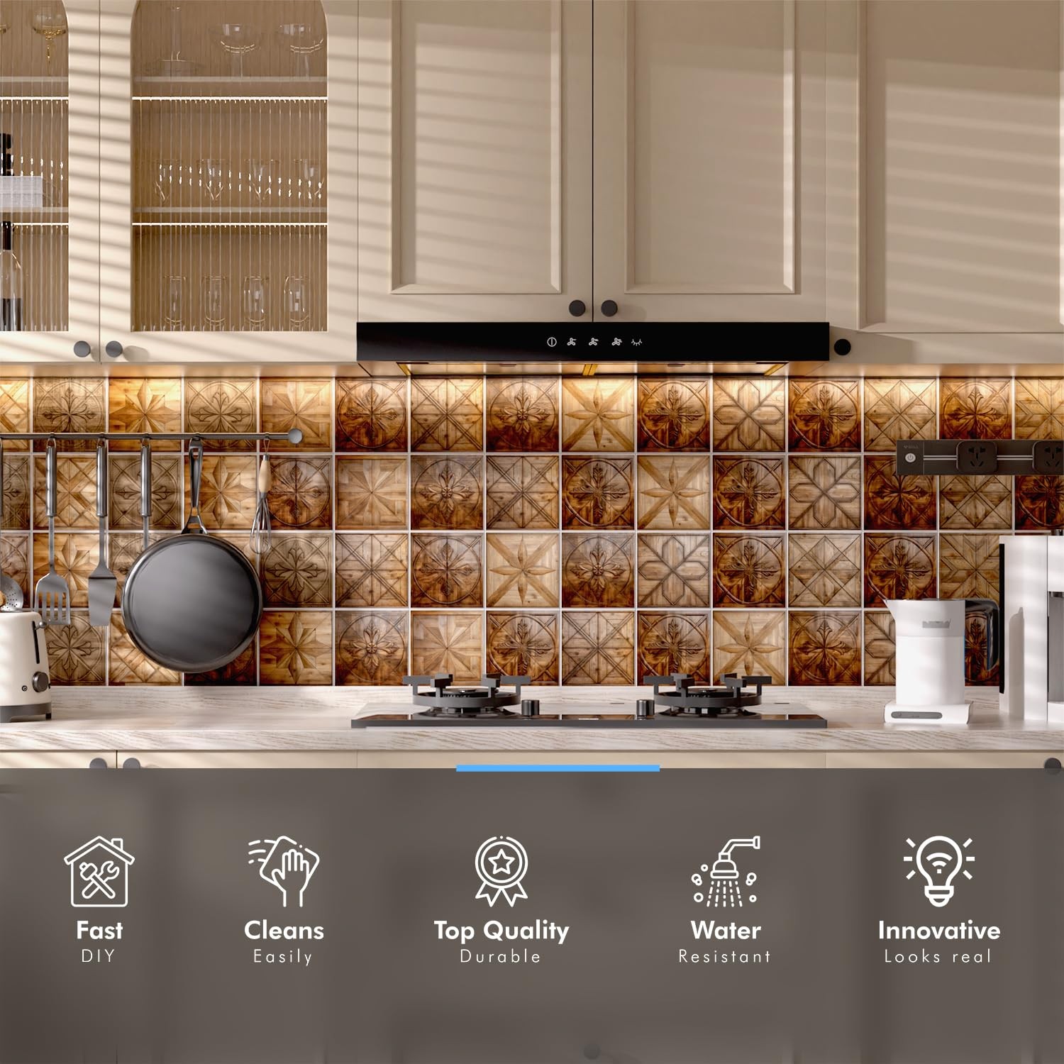 Self Adhesive Tiles Stickers, 5.91×5.91 inch, 24pcs