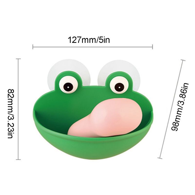 Frogs Shaped Soap Dish Holder with Suction Cups Kitchen Bathroom Soapbox for Cas