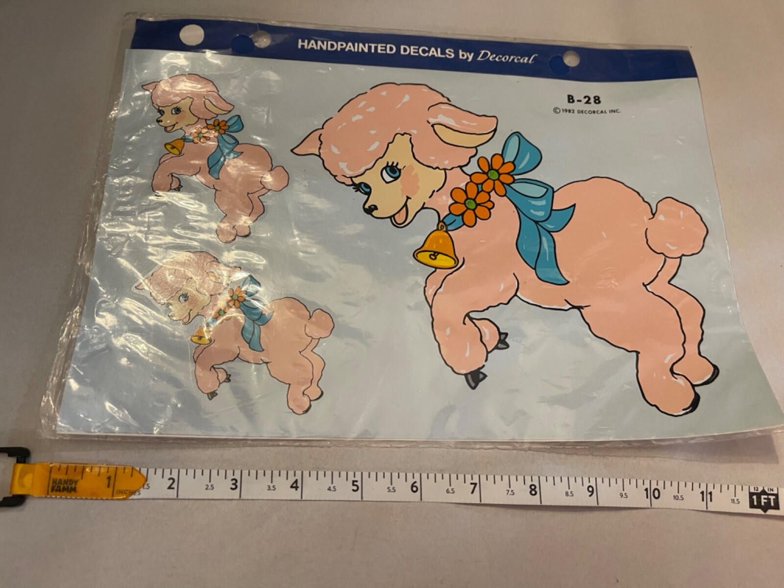 Vintage Handpainted Lamb Decals by Decorcal Pink Baby Girl Retro Decoupage B-28