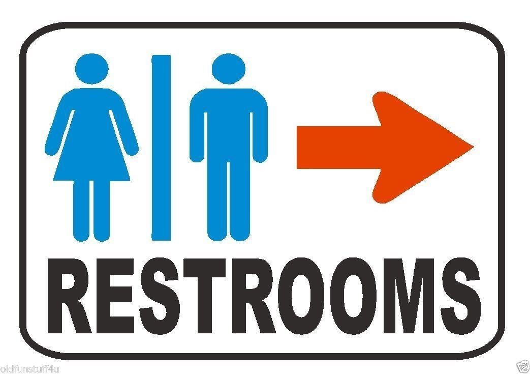 Restroom Sign Male Female Right Arrow Safety Business Sign Decal Sticker D341