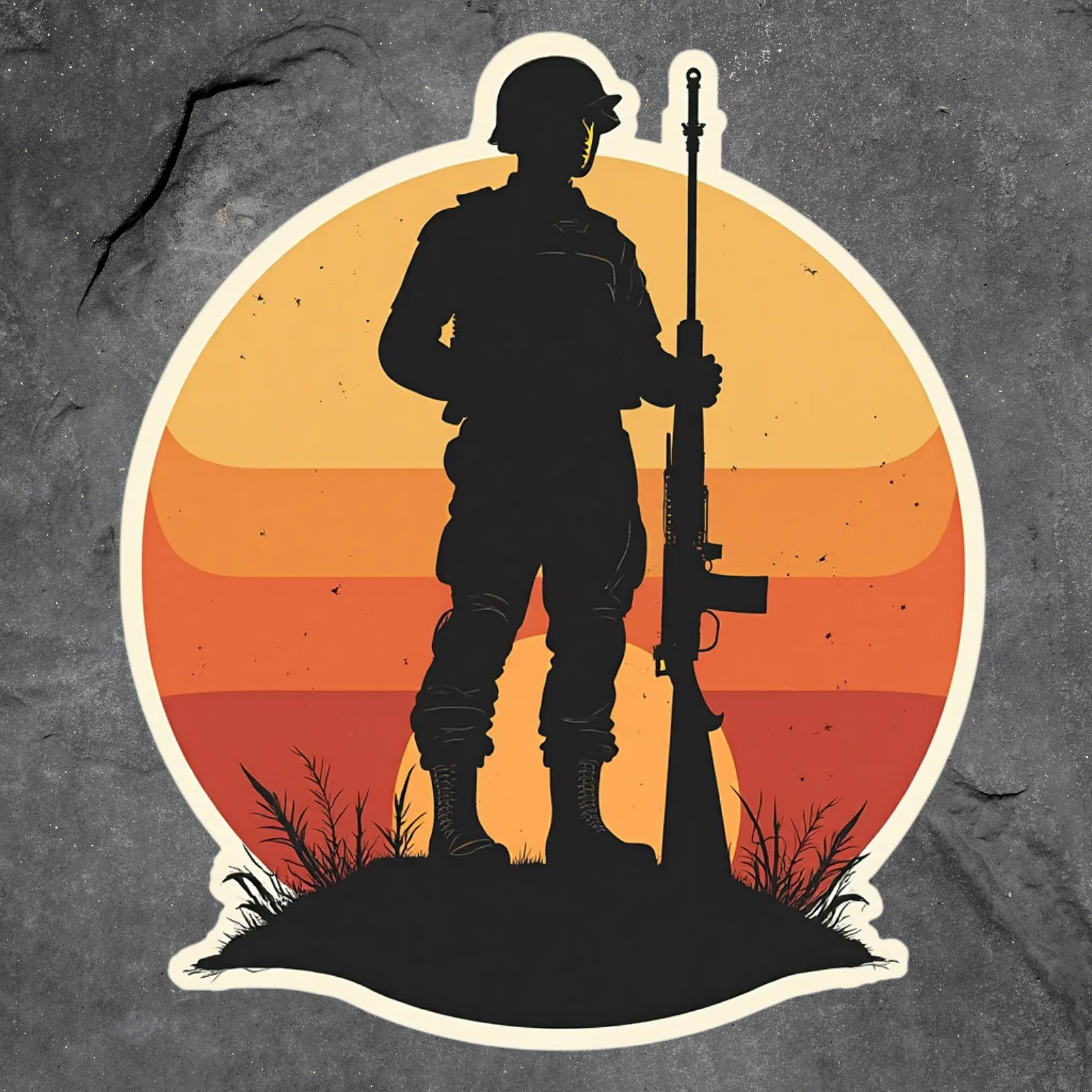 Soldier sticker vinyl decal military silhouette patriotic USA army support