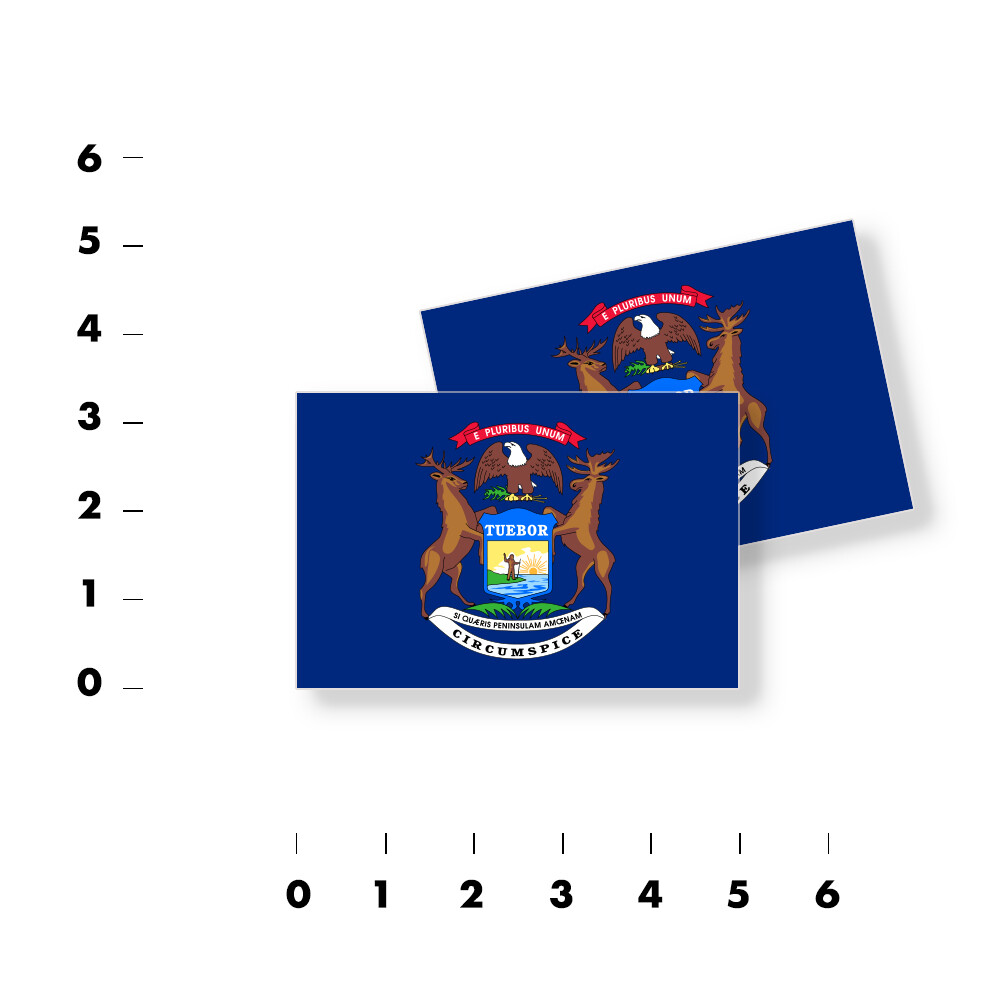 Michigan State Flag – Set of 4 Vinyl Sticker / Adhesive Decals Various Sizes