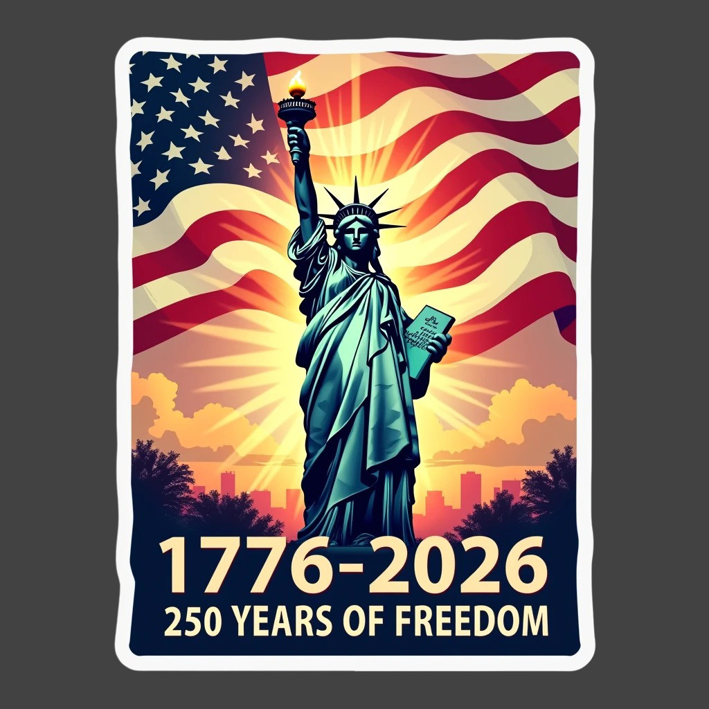 America 250 Sticker Vinyl Decal Statue Liberty Flag 1776 2026 Freedom USA