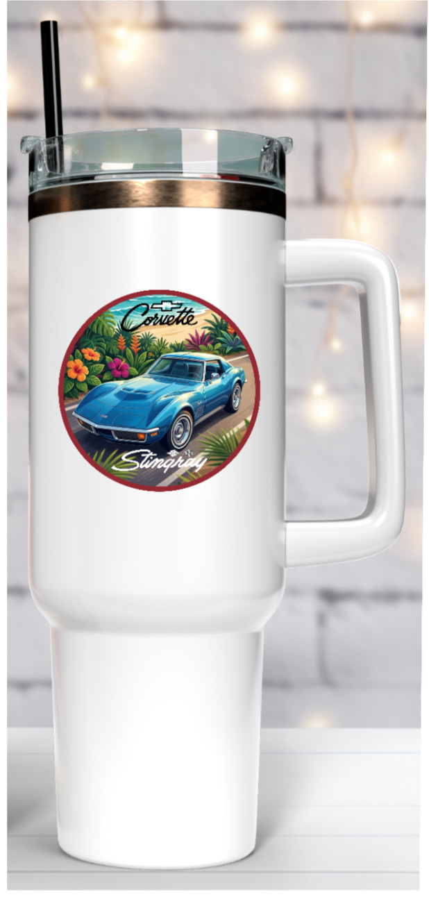Car Classics "Corvette Stingray" – 4" Handcrafted Vinyl Decal Vehicle Cooler 26