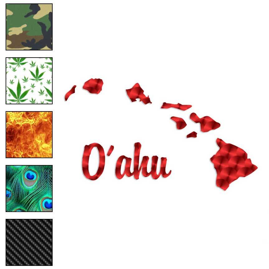 Oahu Hawaiian Islands, Vinyl Decal Sticker, 40 Patterns & 3 Sizes, #2391