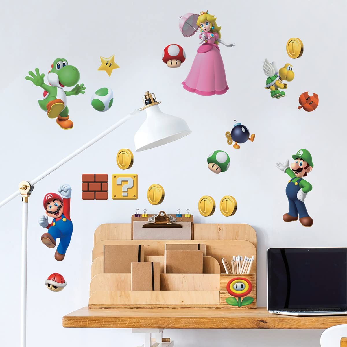 Super Mario Brothers Peel and Stick Wall Decals, 20 Decal Set, Vinyl, Red, Bl…