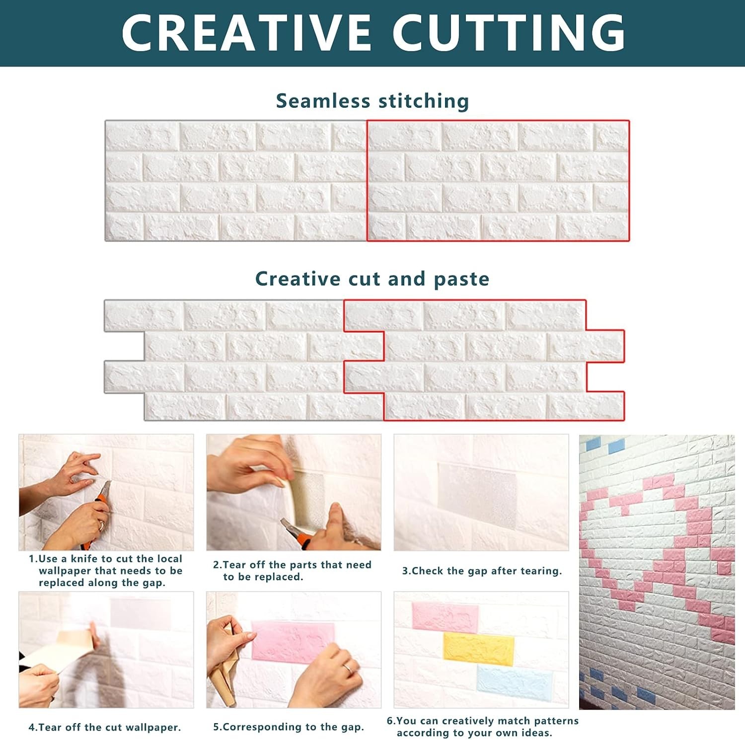Modern 3D Foam Wall Panels – 20 PCS, 29 Sq Ft White Brick Design for DIY Decor