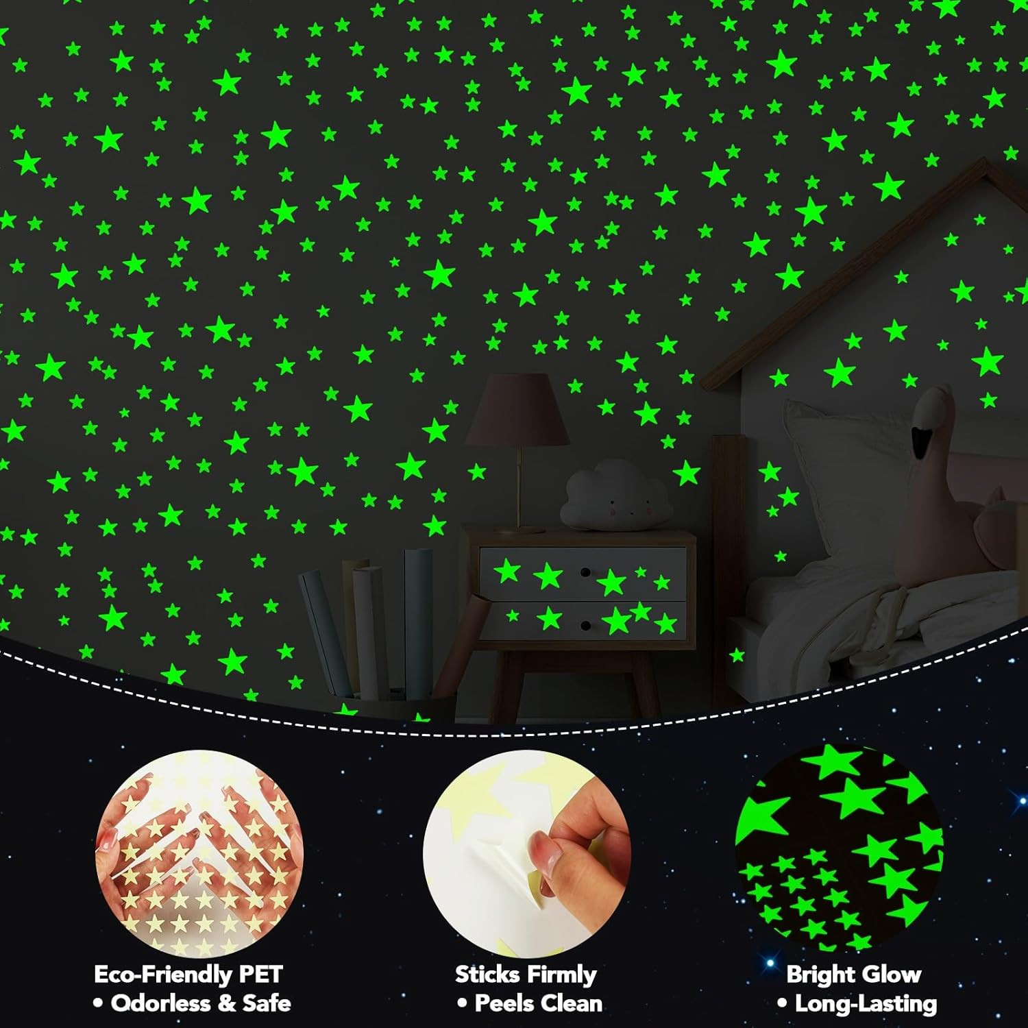 Glow in The Dark Star Stickers – 630 Pieces (4 Sizes) – Luminous Ceiling & Wa…