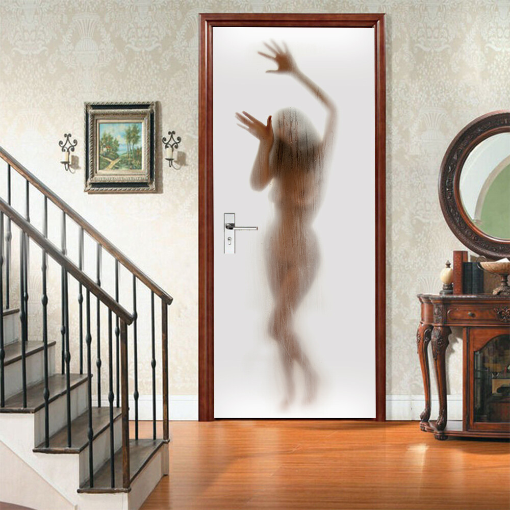 Sexy Naked Woman 3D Door Stickers Decal Mural Waterproof Self-adhesive Wallpaper