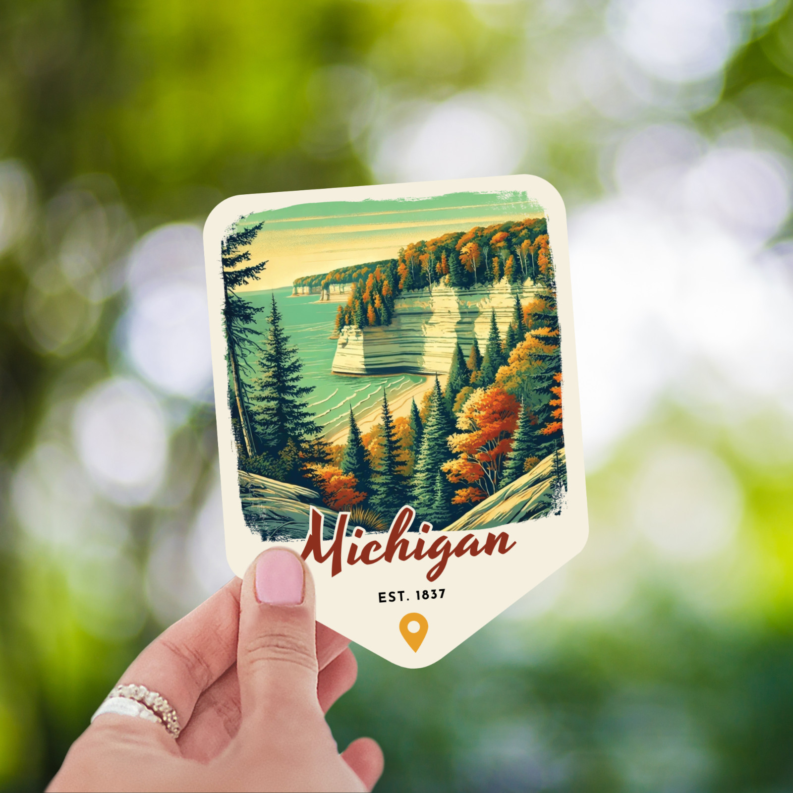 Michigan Retro State Sticker Travel Vinyl Decal for Laptop Water Bottle Car