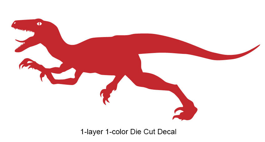 Dinosaur – Running Velociraptor #6 – Jurassic Period – 4-21" wide – DieCut Decal