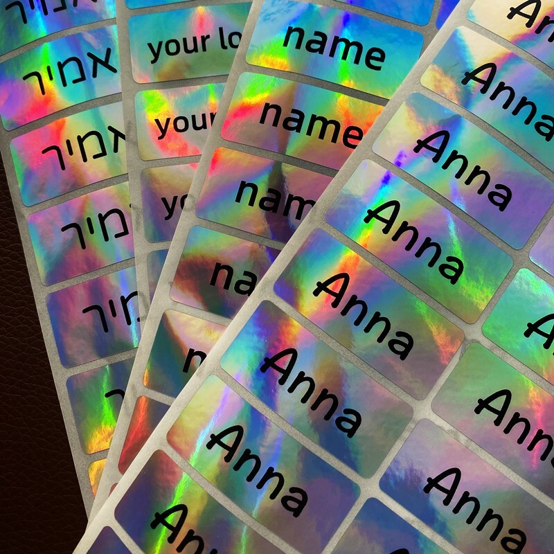 30pcs 1.8×0.7in Holographic Name stickers laser label logo/kid/Manicure/business