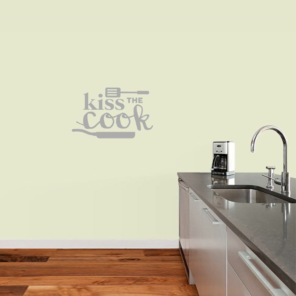 Kiss The Cook Wall Decal – Kitchen, Cooking, Baking, Food, Wall Art, Sticker