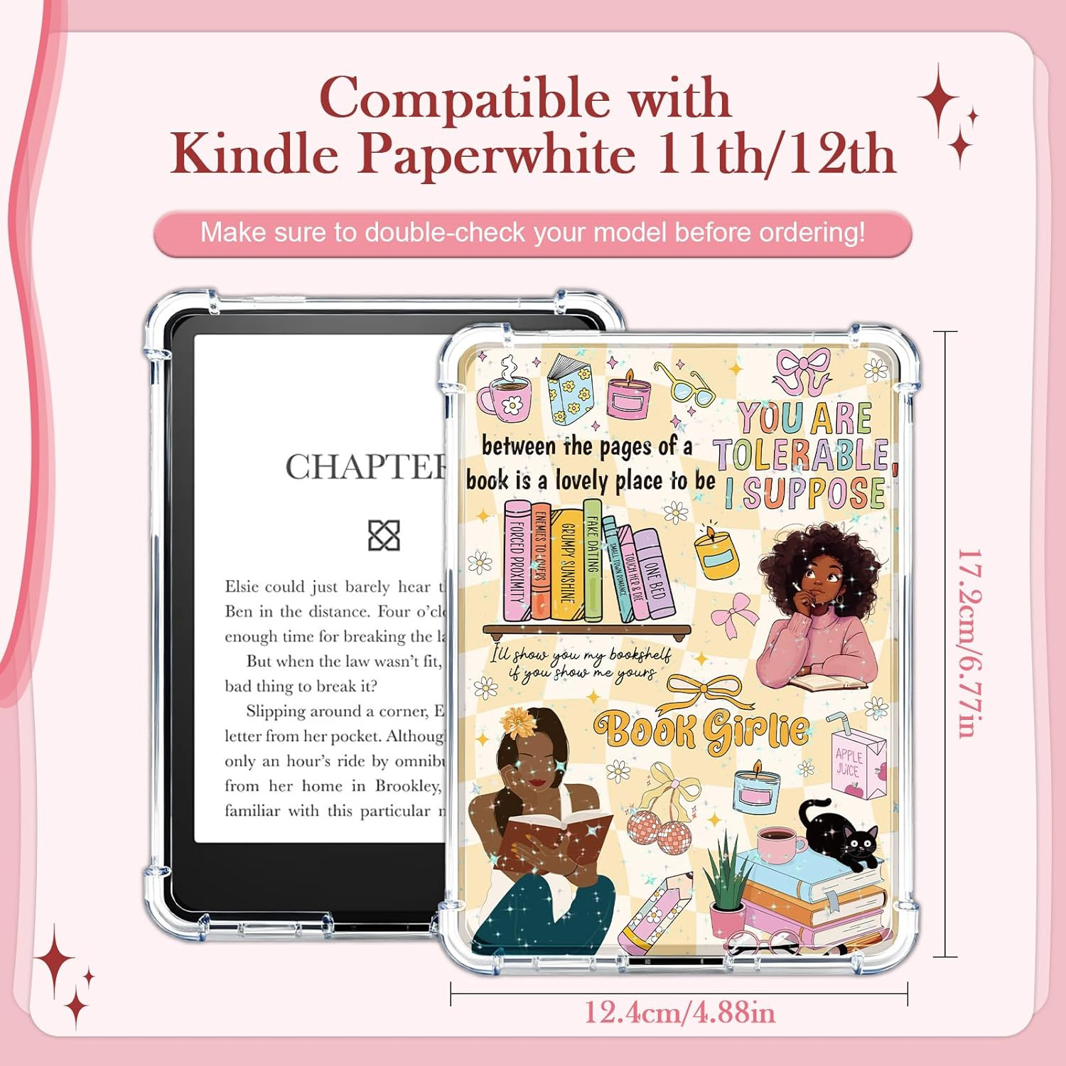 Insert Cardstock for Clear Case – 8 Pcs Black Girl Reading Books Cardstock Inser