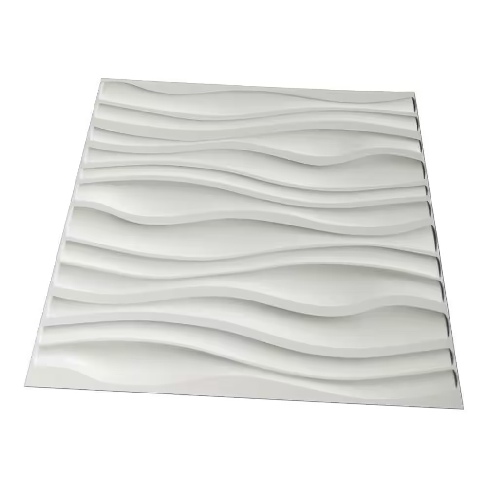 19.7 In. X 19.7 In. Decorative PVC 3D Wall Panels Wavy Wall Design (12-Pack)