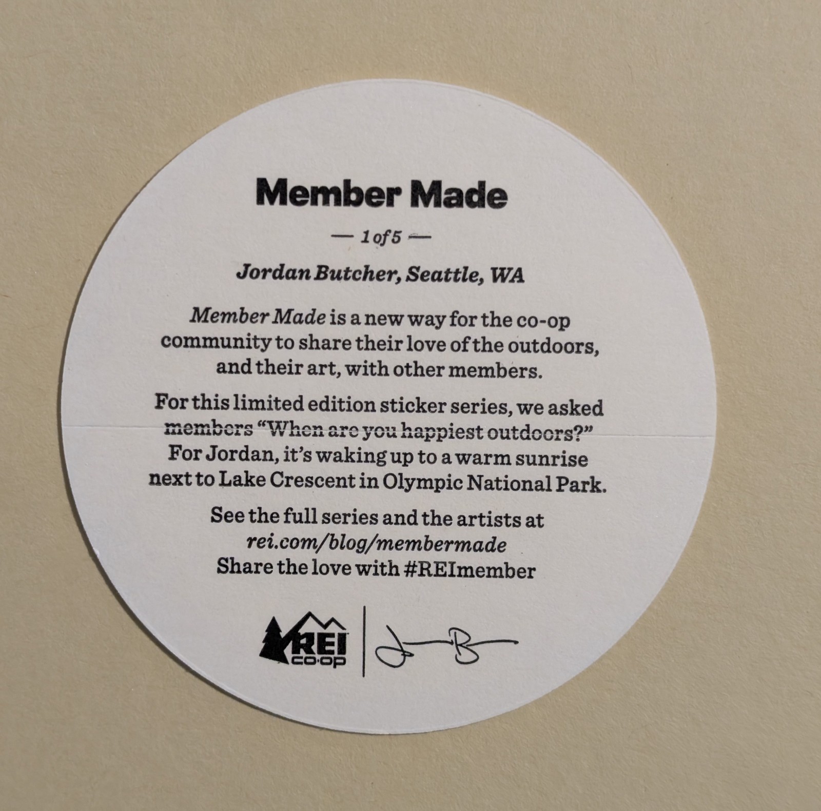 REI Co-op Member Made #1 Sticker – Limited Edition – Outdoor Lifestyle Mountains