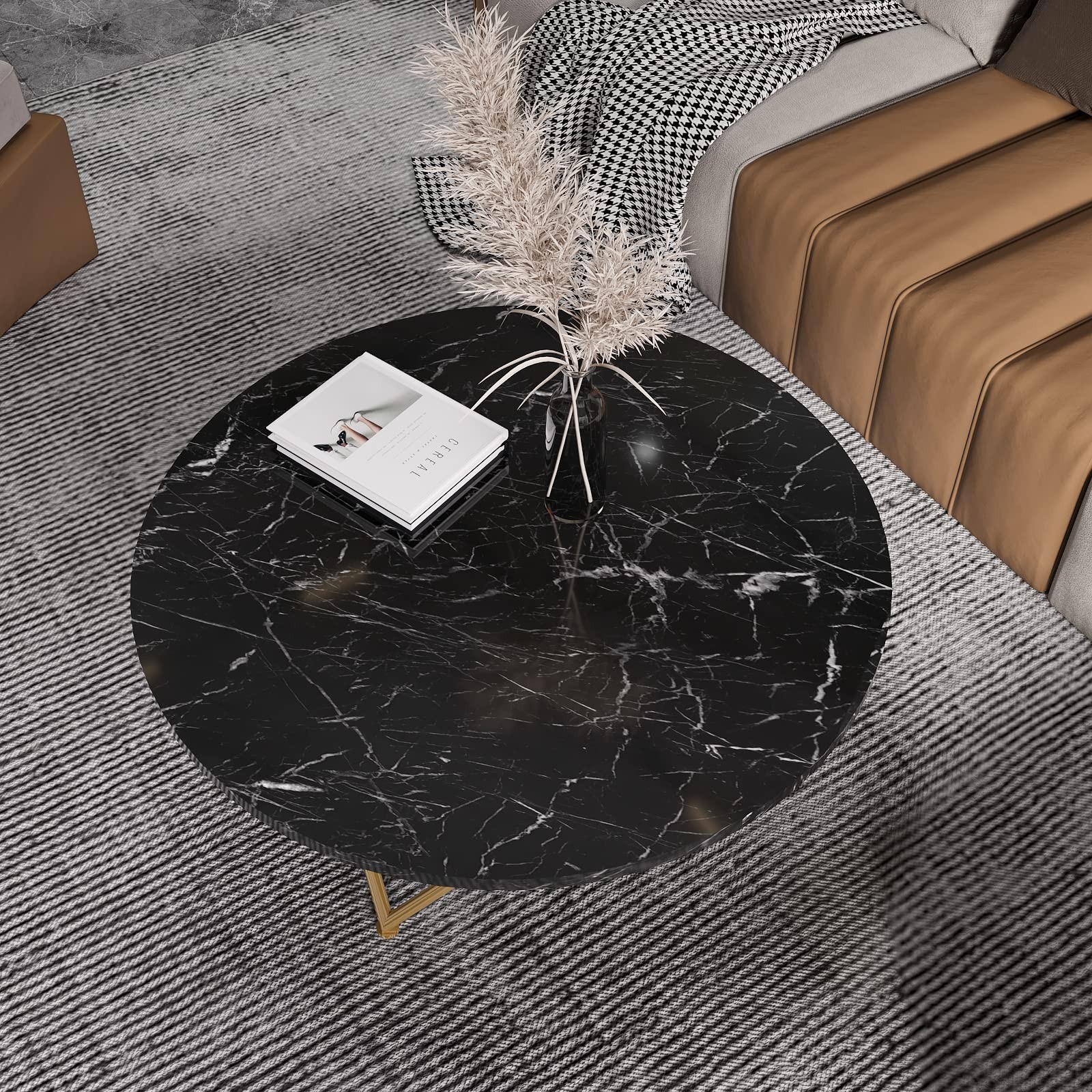 CRE8TIVE Glossy Black Marble Contact Paper Peel and Stick Black Marble Wallpa…
