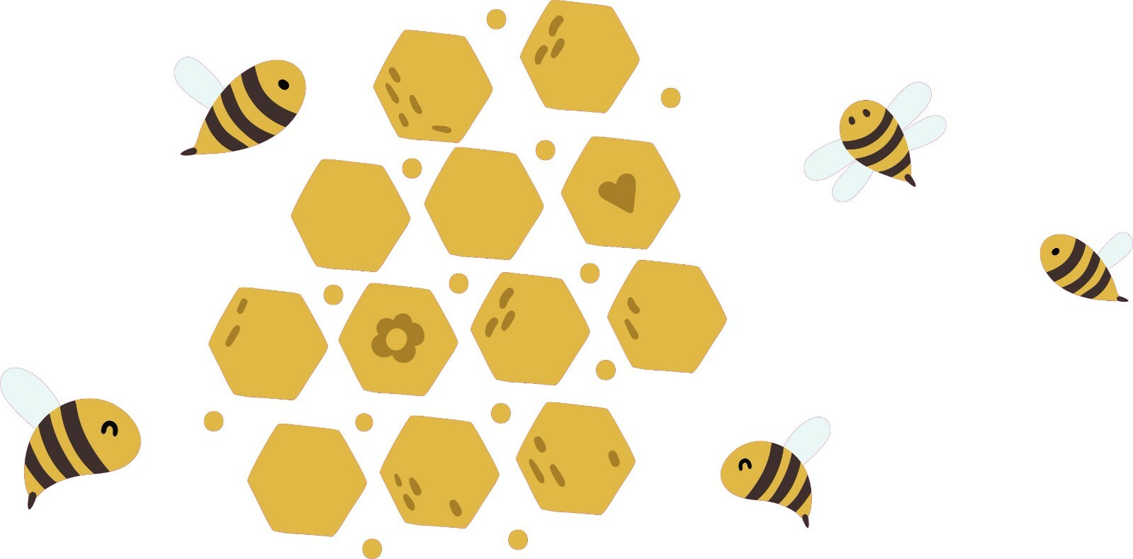 Vinyl Home Art Honey Bees Honeycomb Decoration Multicolored Design Wall Decal