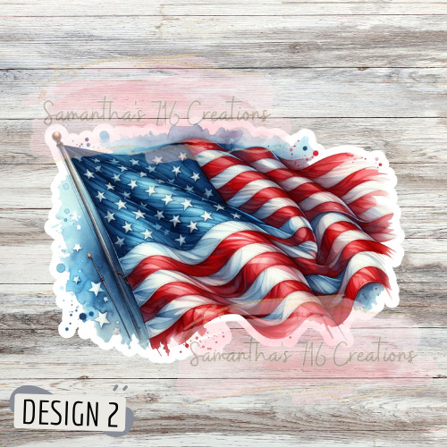 Patriotic Flags Vinyl Stickers 3" For Laptops, Cups, Etc. Water Resistant