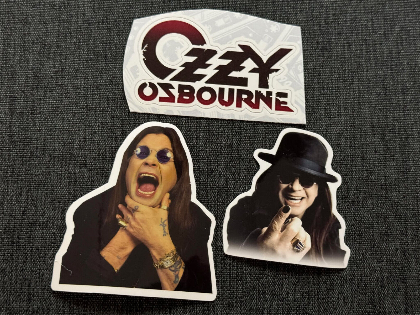 Lot (3) OZZY OSBOURNE 1 1/2" to 2 3/4" PHOTO Logo STICKERS Fast! FREE SHIP!