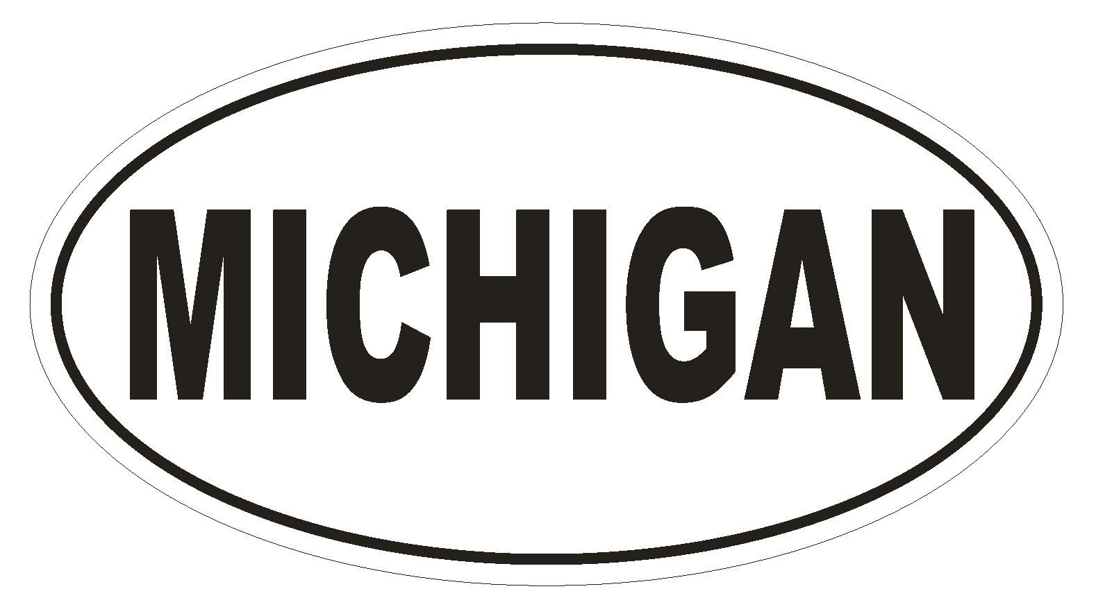 Michigan Oval Bumper Sticker or Helmet Sticker D2350 State Euro Oval