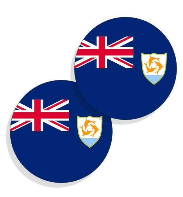 Anguilla Flag Stickers Flag Decals Vinyl Indoor Outdoor Stickers Round Set of 4
