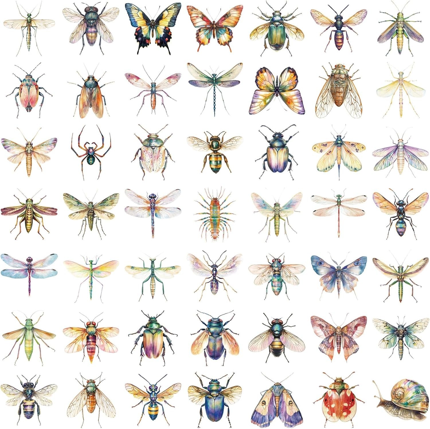 50PCS Insect Stickers PET Transparent Stickers Lifelike Insect Decals Waterproof