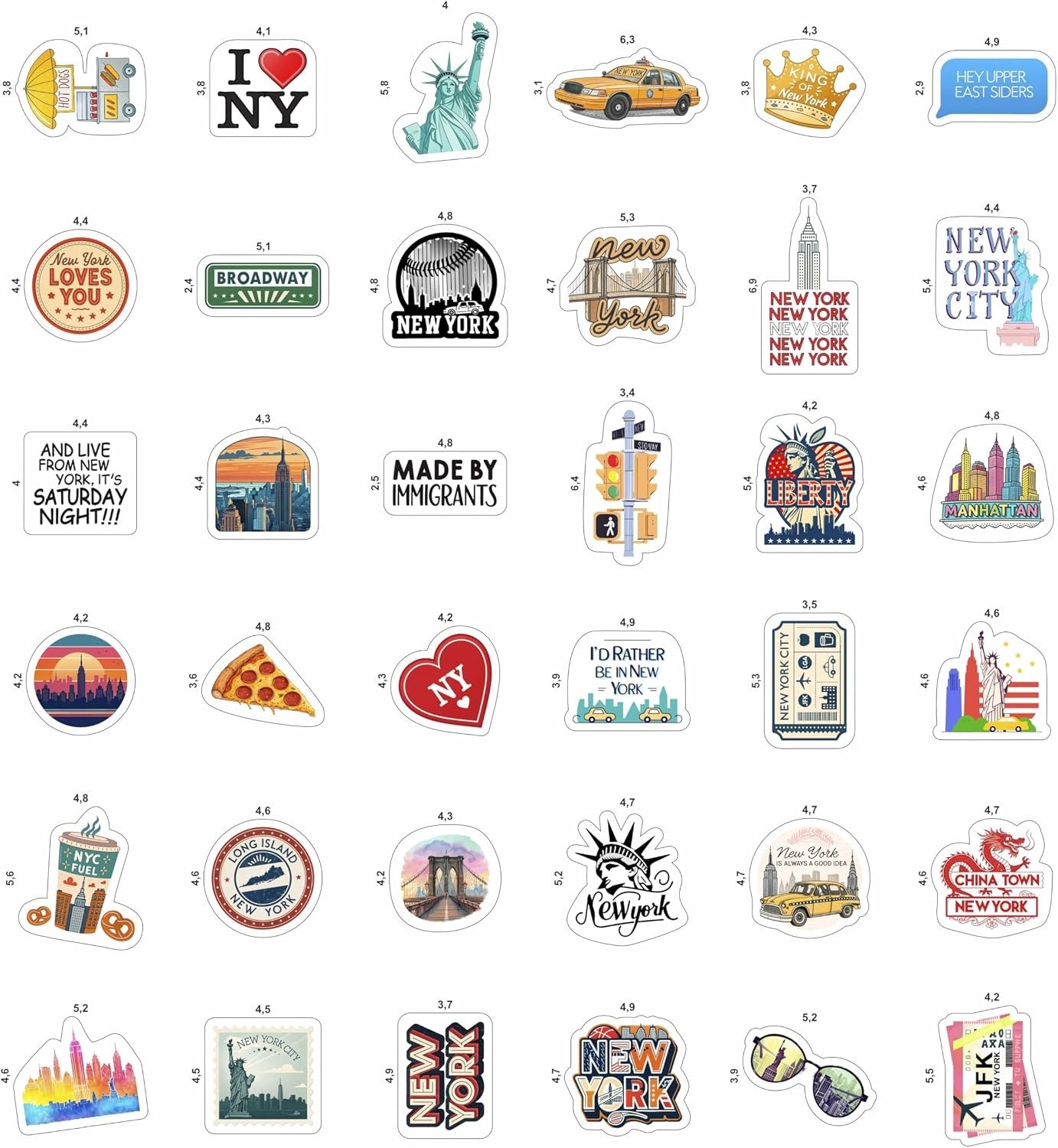 100Pcs New York Stickers for Scrapbooking, Laptop, Water Bottle, NYC Stickers…