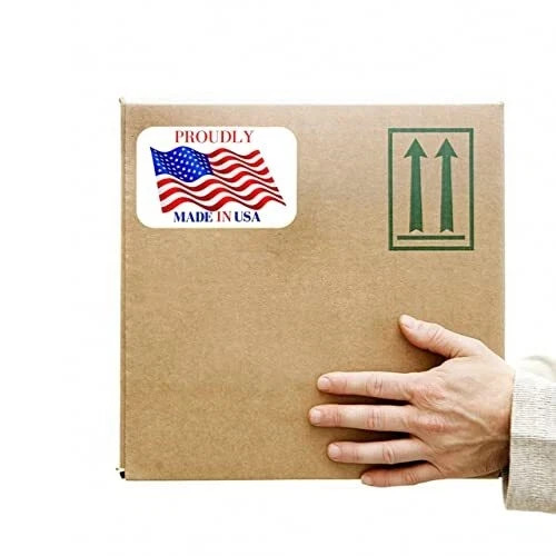 500 Pcs Made In USA American Flag Stickers Vinyl Decal Sticker Roll, 2×3 Inch