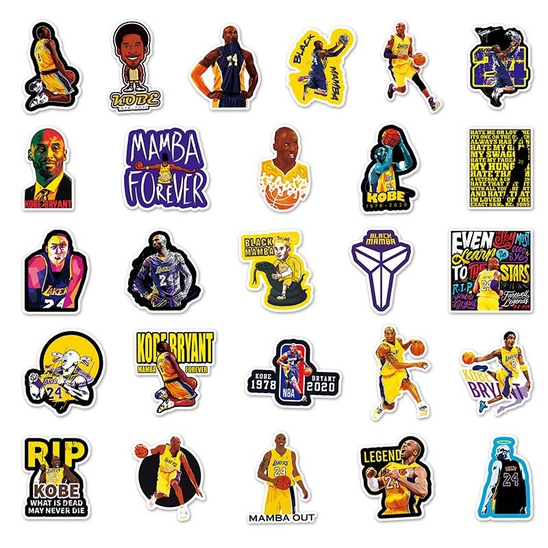 51 PC Self-Adhesive Custom Vinyl PVC Stickers – Basketball Kobe Bryant Inspired