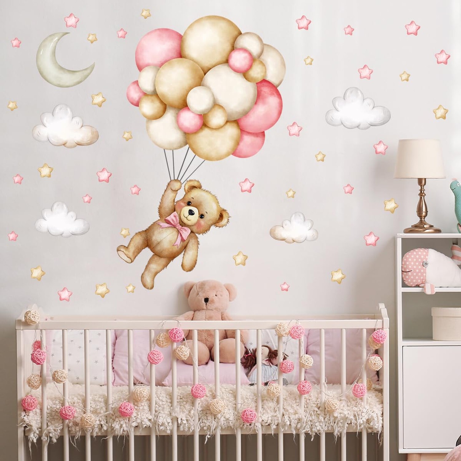Teddy Bear Wall Decals, Cartoon Animal Wall Decals, Balloon Wall Stickers Sta…