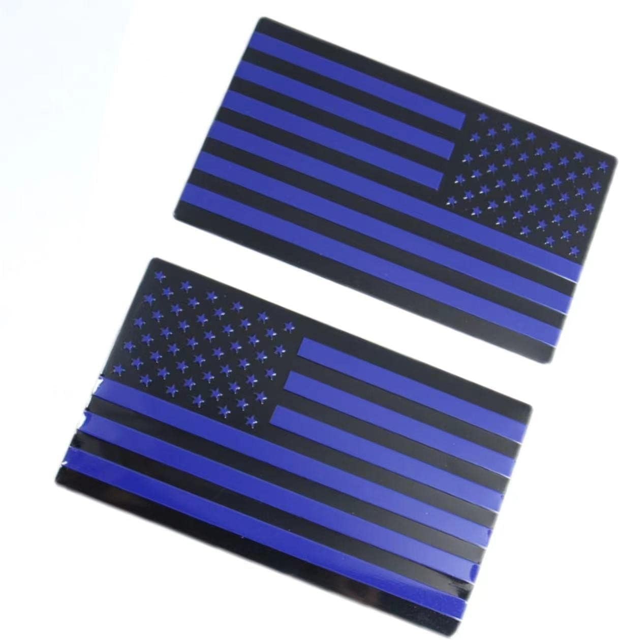 Black Metal Flag Emblem for Cars Trucks 2pcs Forward and Reverse Set (5"x3") (Bl