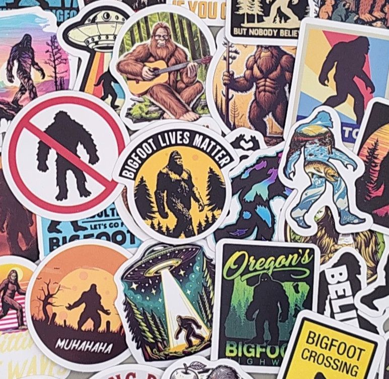 50 Pcs MINI Bigfoot Stickers 1.5" Small Sasquatch Cryptid Camping Phone Decals