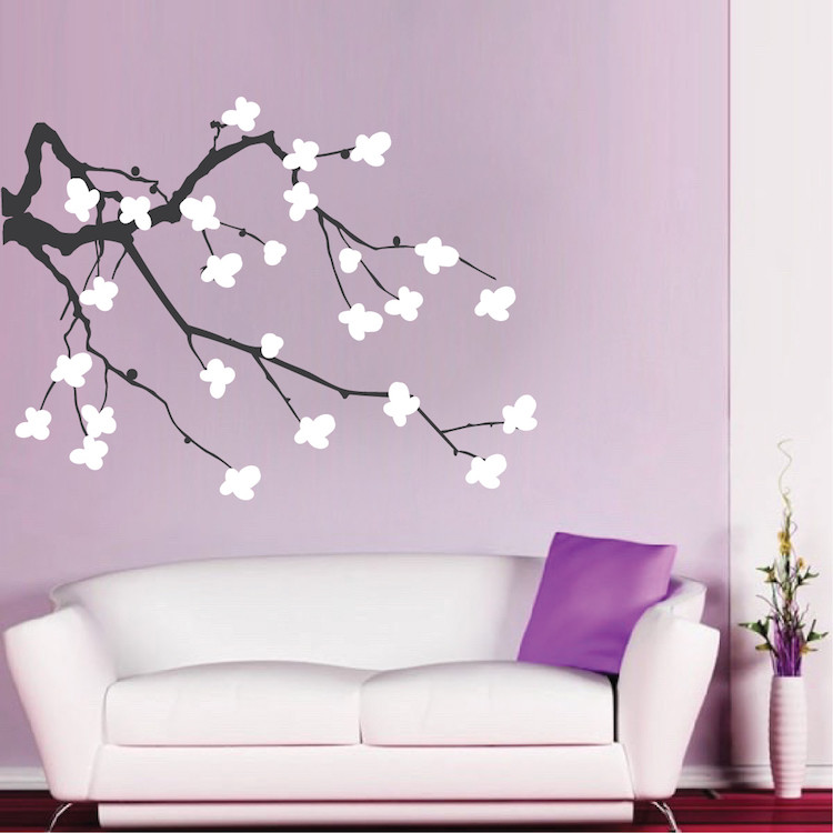 Tree Brach Flowers Wall Decal Wallpaper Floral Plant Life Removable Design, b30