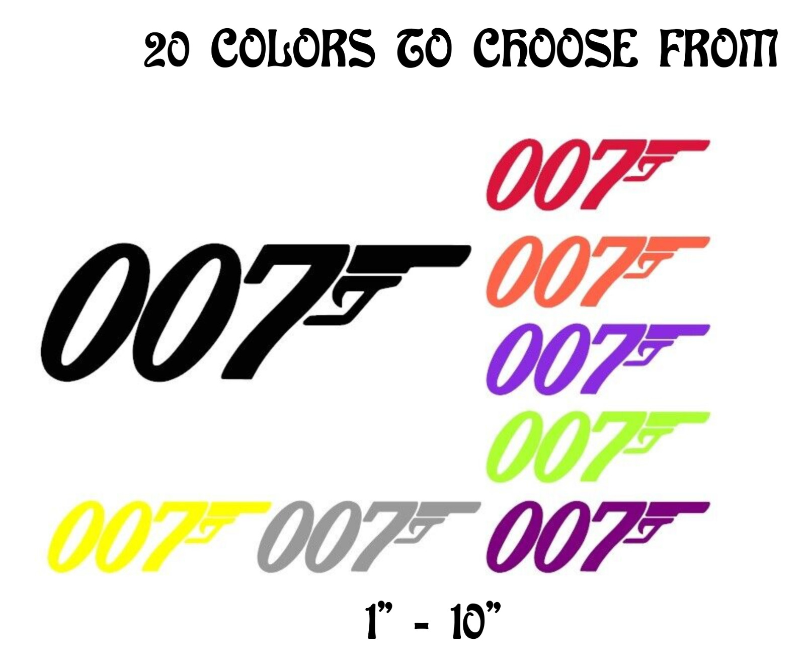007 James Bond Sticker Vinyl Decal Gun Wall Car Window Truck Bumper FREE SHIP